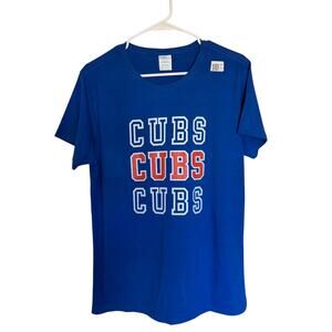 Port & Company Men's Large Short Sleeve Blue Orange "CUBS" Crew Neck T-Shirt